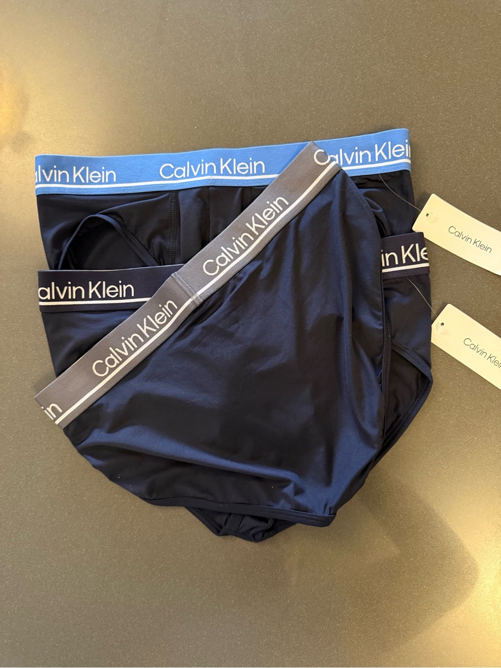 New Calvin Klein Navy Briefs 3-Pack with Logo Waistbands. Microfiber - Picture 2 of 3